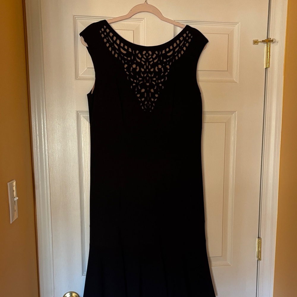 Cache Black Backless Dress with Cutout Design